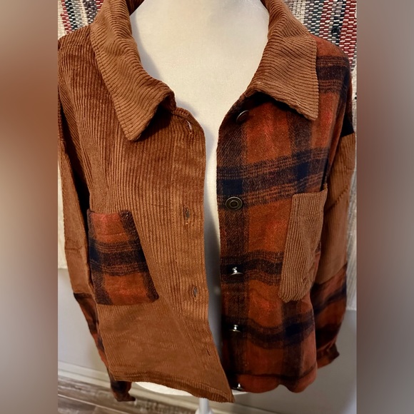 BNWT Cognac plaid and corduroy jacket - Picture 7 of 8